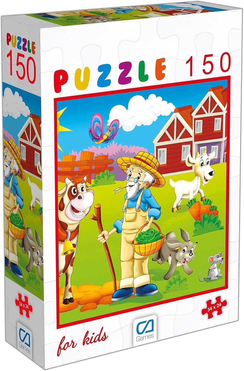 Boerderij Puzzel - Vee Puzzel - Ontspannend Spel - 150 Stukjes - 34 x 24 Cm