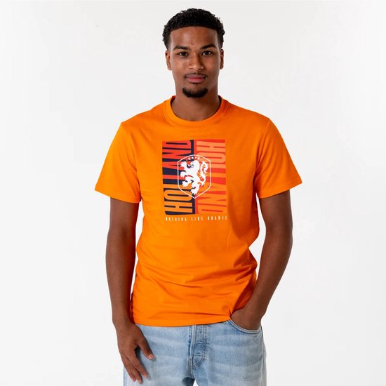 T-shirt Grand Logo Équipe Nationale Néerlandaise Homme - Taille XL - Orange - KNVB - Vêtements Fans - Produits Dérivés Officiels - Football - T-shirt Fan