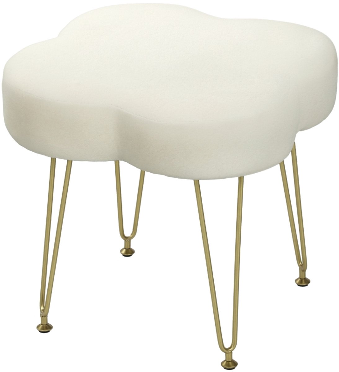REDOM - Voetenbank - Klaverbladvorm - Modern - Voor Woonkamer - Polyester - Crèmewit
