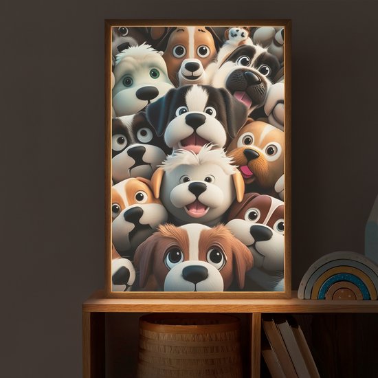 Nachtlampje 40x60 cm - Kinder lamp - Hond - Dieren - Patronen - Bruin - Meisjes - Jongens - Tafellamp kinderkamer draadloos - Slaapkamer lampje - Bedlamp kinderen - Kinderlampje - Wandlamp babykamer - Nachtlampjes van Merkloos — afbeelding 2