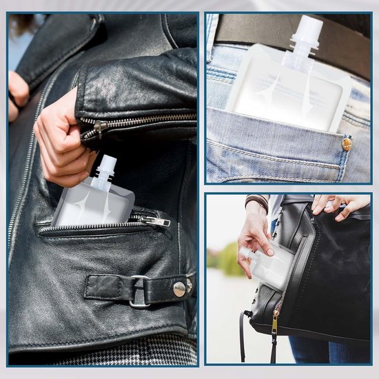 50 stuks - Plastic vloeistofzakjes - Herbruikbare sapzakjes - Inclusief trechter - Voor dames, heren, feesten en reizen - geschikt voor sappen, dranken, sojamelk, enz - 150ml - transparant - 10×14cm — afbeelding 5