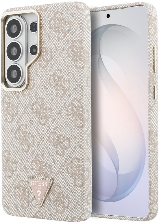 Guess PU Leather 4G Strass Triangle Backcover - Geschikt voor Samsung Galaxy S26 Ultra - Magnetisch - Roze