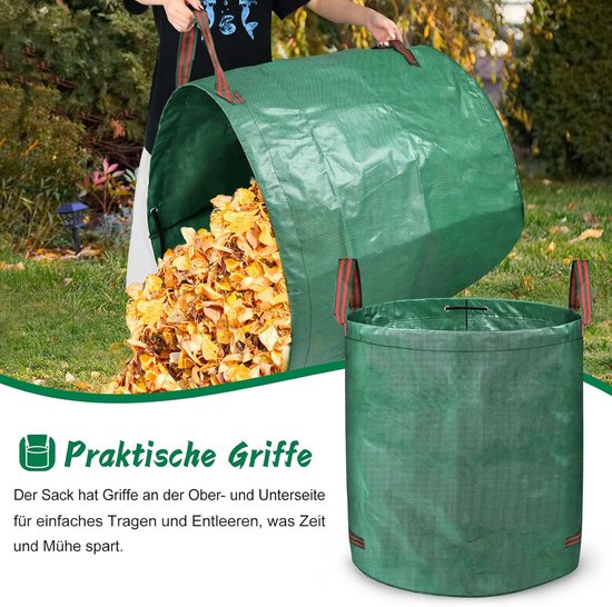 Tuinafvalzakken - Loofzakken Compostzakken - Tuinonderhoud Opruimen - Zelfopstellend Stabiel - 272 Liter 8 Stuks - Groen — afbeelding 5