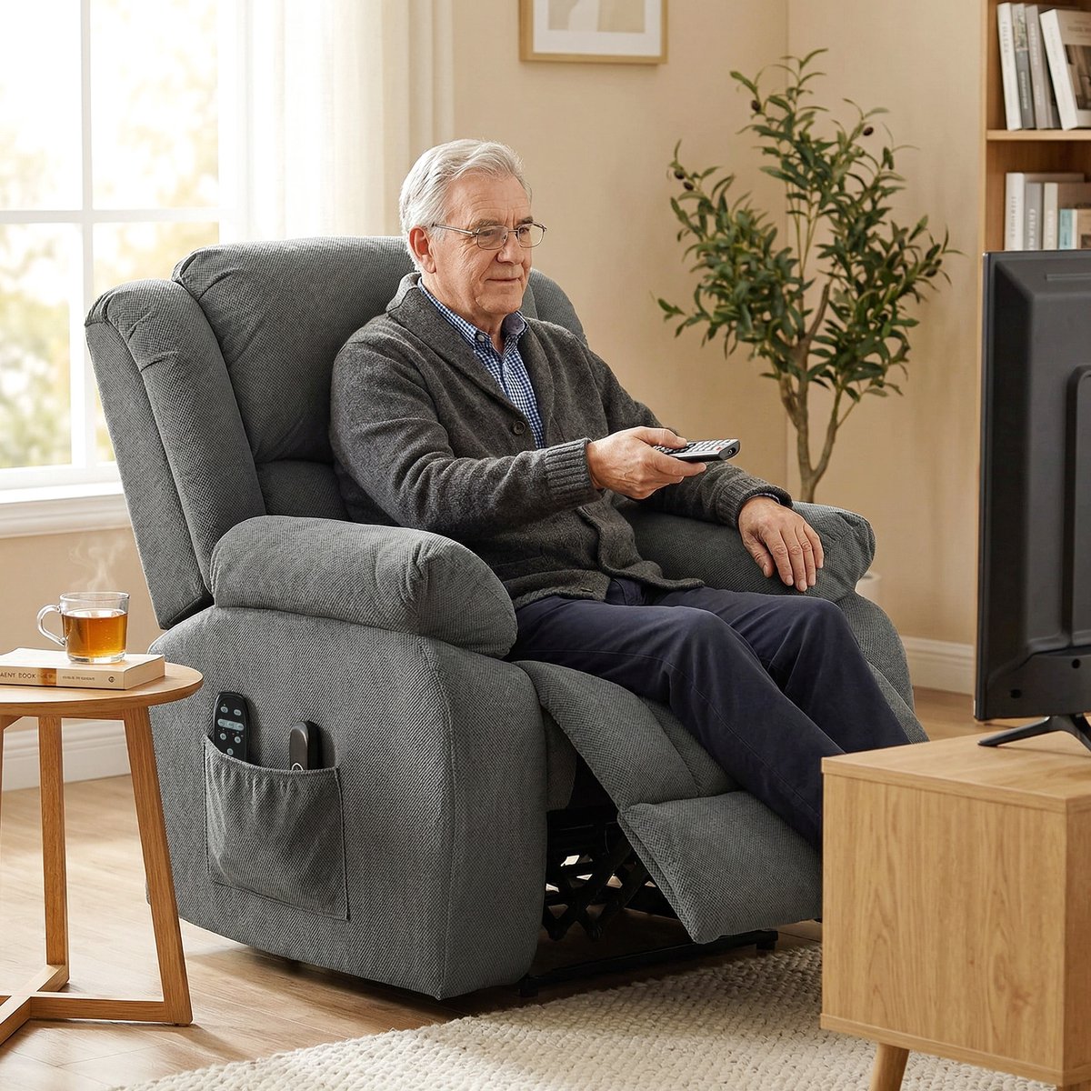 HOMCOM Multifunctionele Massagestoel Fluweel Grijs - afbeelding 3