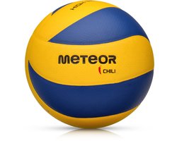 Meteor - Volleybal Chili PU - Maat 5 - Geel/Blauw - Zacht - Duurzaam - Voor training en recreatie