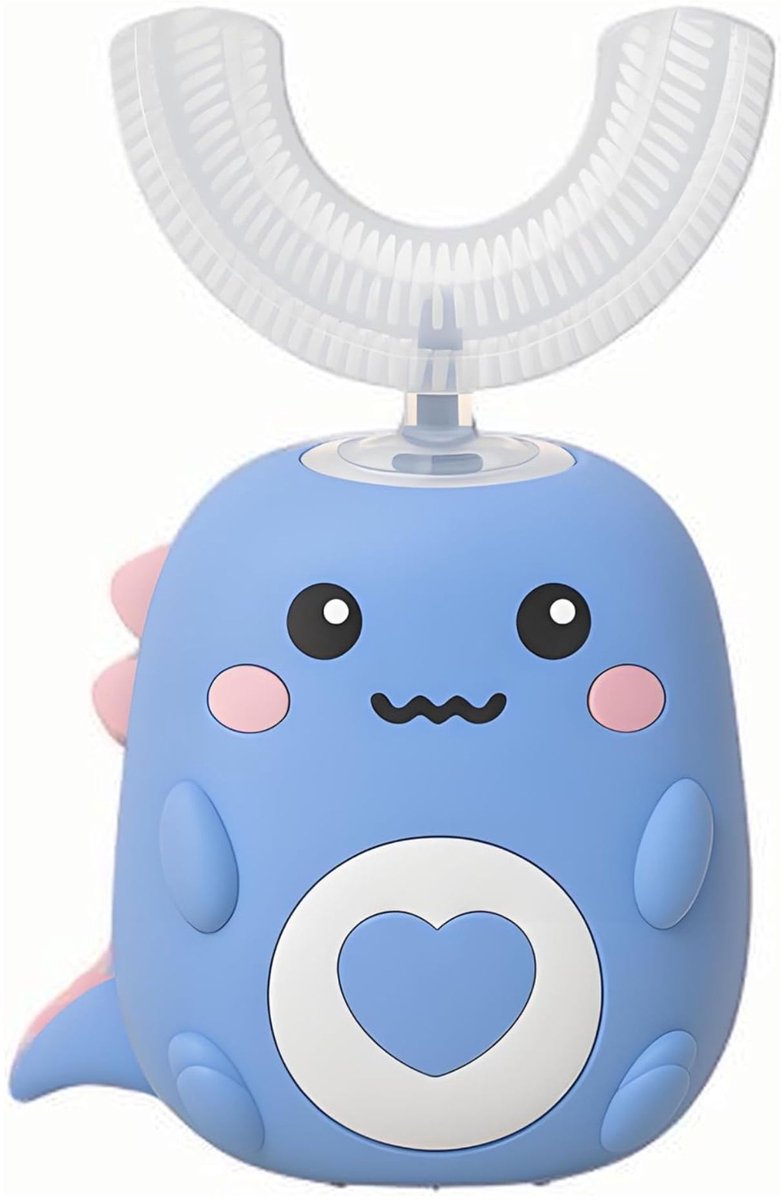 Jojoy - Elektrische Kindertandenborstel - 360 Graden U-Vormig - Sonische Tandenborstel voor Kinderen 2-8 Jaar - Siliconen - Oplaadbaar - Dinosaurus Blauw - TOOFY