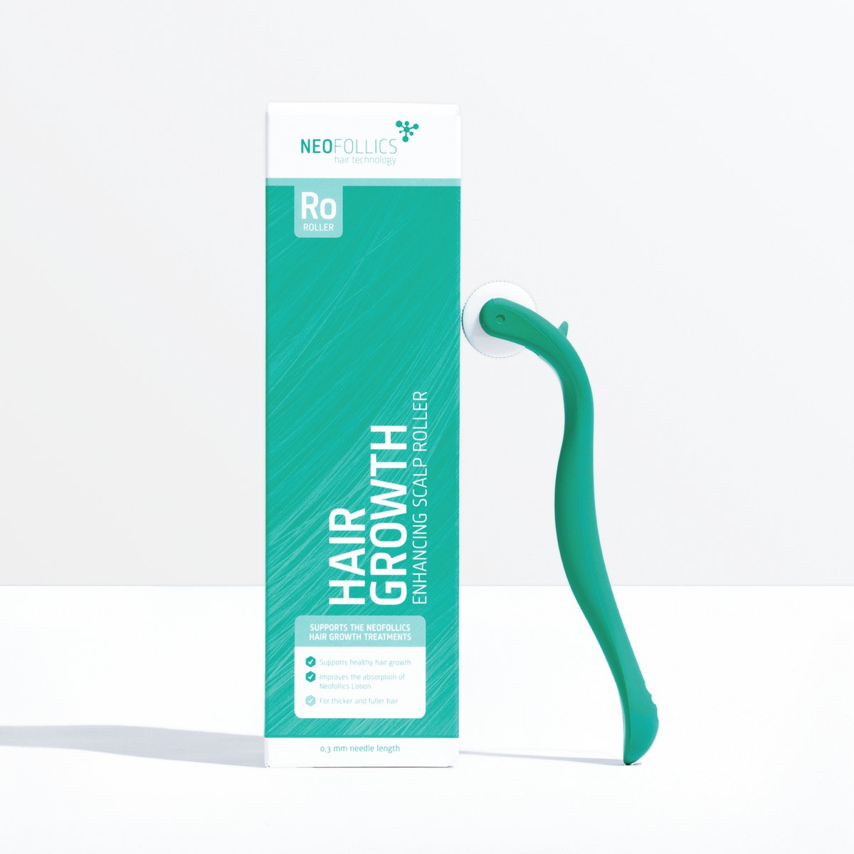 Neofollics Hair Growth Enhancing Scalp Roller – 0,3 mm microneedling Dermaroller – Stimuleert haargroei & verbetert opname van lokale producten – Geschikt voor mannen & vrouwen – 540 naalden