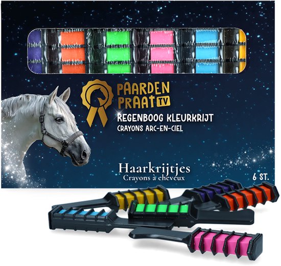 Paarden haarkleuren haarkrijt – Paardenkrijt manen - Staart en Manen - Hair Chalk – Regenboog Kleurtjes – Inclusief Kam - 6 Kleuren Paarden haarkleuren haarkrijt – Paardenkrijt manen - Staart en Manen - Hair Chalk – Regenboog Kleurtjes – Inclusief Kam - 6 Kleuren