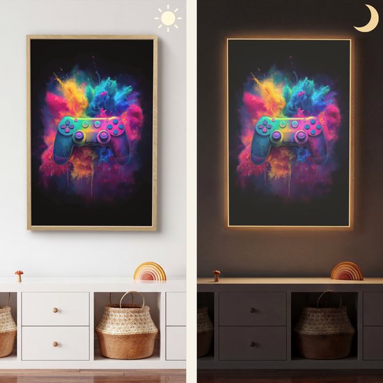 Nachtlampje 60x90 cm - Kinder lamp - Controller - Neon - Explosie - Kleurrijk - Tafellamp kinderkamer draadloos - Slaapkamer lampje - Bedlamp kinderen - Kinderlampje - Wandlamp babykamer - Nachtlampjes van Merkloos — afbeelding 4