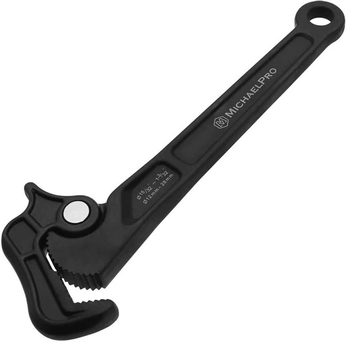 Zelfinstellende Pijpsleutel - Verstelbare Moersleutel - Loodgieterswerk & Montage - Automatische Kaakverstelling - 8 inch tot 28 mm - Zwart