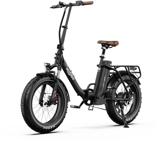 ONESPORT Elektrische Fiets –Opvouwbaar - 48V 18Ah Accu - Actieradius tot 120 km –Aluminium Lage Instap - 20×4.0 Inch Fatbike–Shimano 7 Versnellingen–Hydraulische Schijfremmen–Bluetooth Verbinding–Max. Belasting 120 kg–Stads E-bike–Zwartbruin van ONESPORT — afbeelding 2