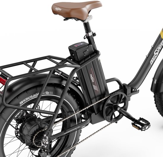ONESPORT Opvouwbare Elektrische Fiets - 864Wh Accu - Actieradius tot 120 km –20×4.0 Inch Fatbike - Aluminium Lage Instapframe - Shimano 7 Versnellingen - Hydraulische Schijfremmen - Max. Belasting 120 kg - Stads E-bike - Zwartbruin van ONESPORT — afbeelding 5