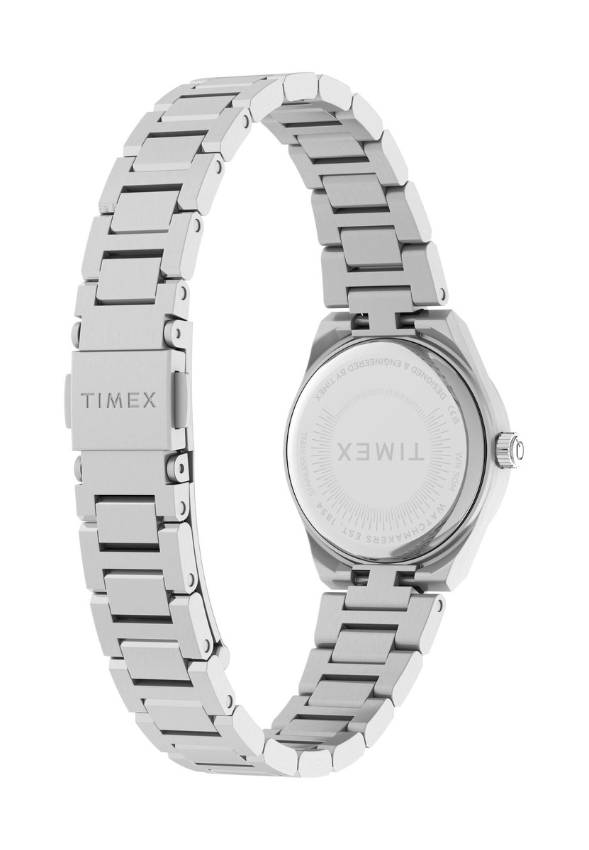 Timex Q Timex Continental Mini Quartz Analoog Horloge Roze En Zilveren Tint Kast: 100% Roestvrij Staal | Armband: 100% Roestvrij Staal 24 mm TW2Y68300AJ, TW2Y68500AJ, TW2Y77400AJ