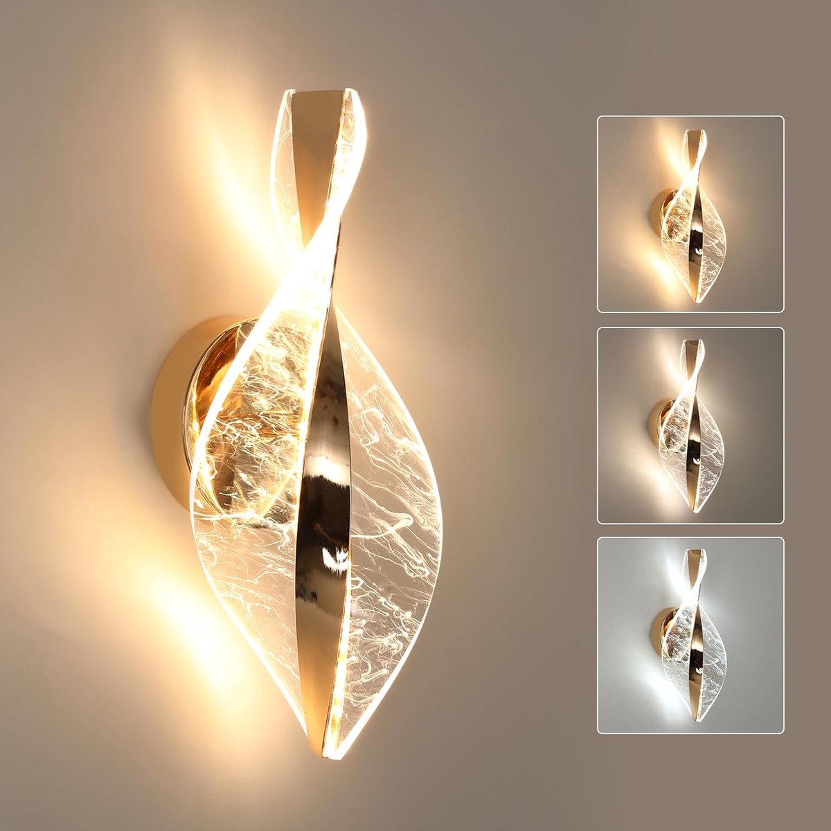 Haobosic Luxe Binnen - Acryl Wandlamp - Rookeffect - Frans Goud - Driefasen Licht