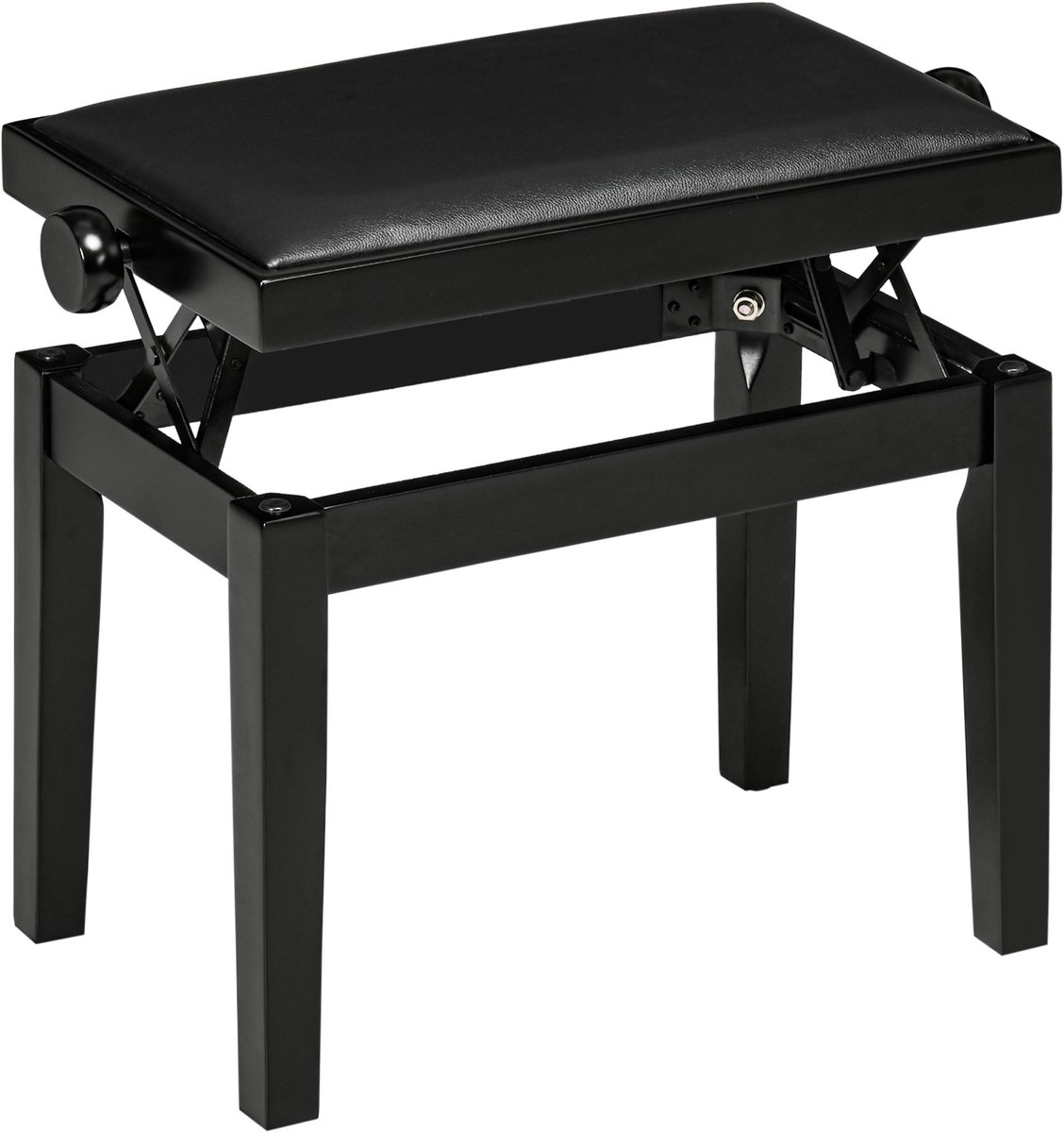 Wishdor Pianobank - In Hoogte Verstelbaar - Klassiek Ontwerp - Voor Piano En Studio - Rubberhout En Kunstleer - Zwart - 63 x 33 x 45-56 cm