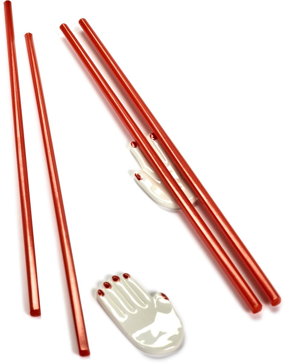 Serax - Paola Navone Table nomade - Eetstokjes + Houder - Rood/Wit - 2 stuks
