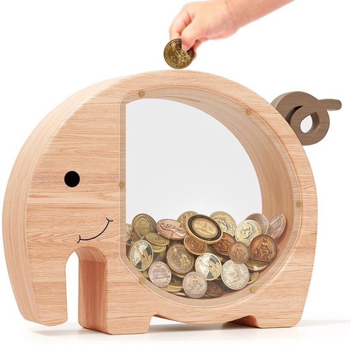 Houten olifant spaarpot - Onbreekbare spaarpot - Spaarpot voor peuters - Verjaardags- en nieuwjaarscadeaus voor jongens en meisjes