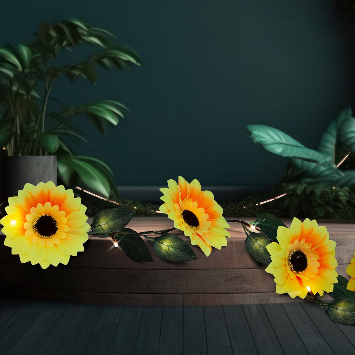 Solar Bloemen Lichtsnoer – 20 Warm Witte LED’s – 2 M – Op Zonne-Energie – Automatisch Aan Bij Schemer – Decoratieve Buitenverlichting Voor Tuin, Balkon En Terras [11762B]