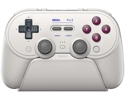 8BitDo Pro 3 Bluetooth Controller - Draadloze Gamepad - Nintendo Switch / Switch 2 / PC / Mac / Android / iOS - Bluetooth & 2.4 GHz & USB - Zilver