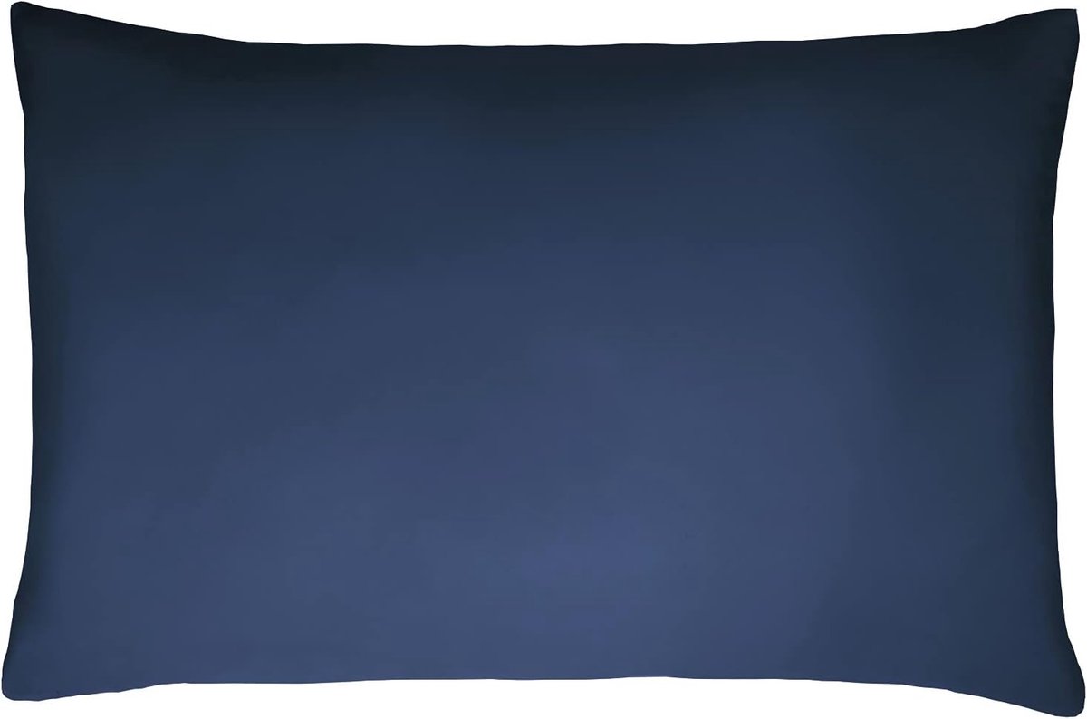 Famanu Kussensloop van 100% katoen satijn set van twee huisvrouwen kussensloopset anti allergie 300 draadtelling luxe beddengoed marineblauw 50 x 75 cm Blue