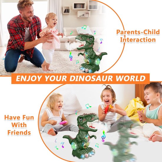 Dinosaurusspeelgoed voor 3-jarige jongens, speelgoed met muziek en lichtjes voor peuters van 3-4 jaar, baby-dinosaurus met één wiel, elektrisch dinosaurusspeelgoed voor kinderen van 3-5 jaar, ideaal als cadeau (groen) van Merkloos — afbeelding 2