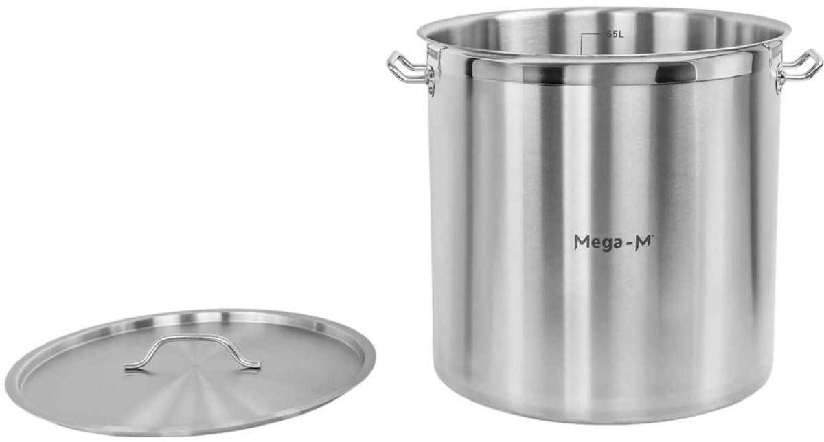 Mega-M PRO Hoge Pan 71 L – Roestvrij Staal met Gepolijste Rand – Efficiënt en Duurzaam Koken