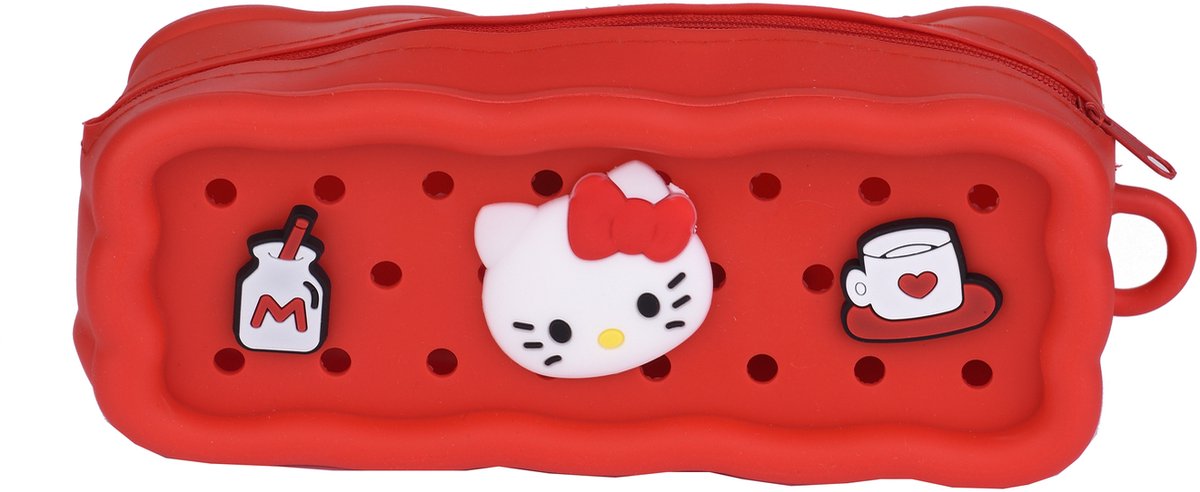 Hello Kitty Etui met Bedels - Pennenzak - Jongens en Meisjes - Volwassenen en Kinderen - 19,5 x 5,5 x 8cm - Rood