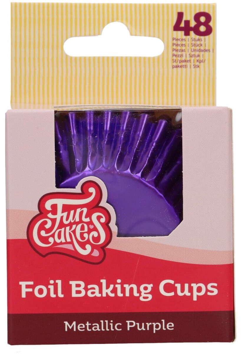 FunCakes Folie Baking Cups - Metallic Paars - pk/48 - Cupcake Vormpjes Papier