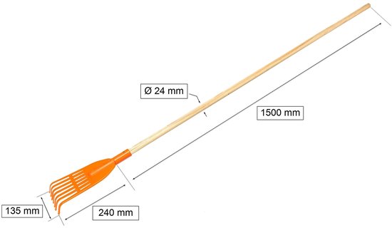 KOTARBAU® Bladhark, Tuinhark van Kunststof, 7 Tanden, Oranje- met Houten Steel, Gazonhark, Waaierbezem, Lichtgewicht Hark, Stevige Hark, van Merkloos	 — afbeelding 2