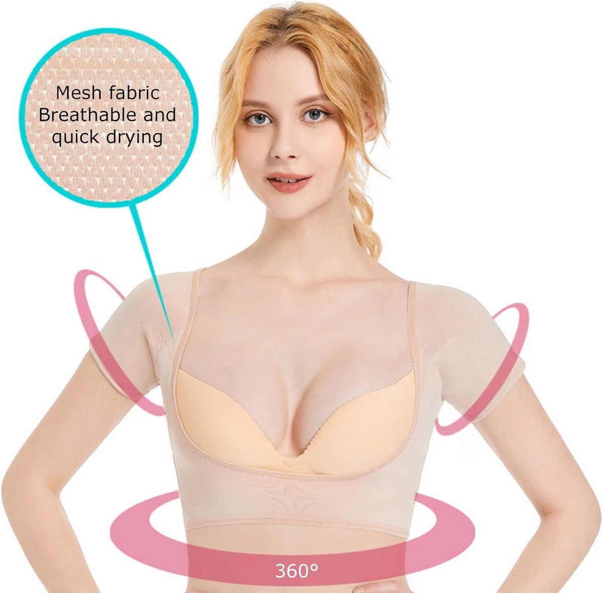 Okselzweetpads voor Dames Sport - Ademend en Wasbaar - beige - Maat M - 3 Laags Mesh Design