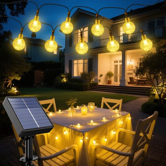 MUPOO Solar Lichtsnoer Buiten IP44 20LEDS -Prikkabel- Lampjes Slinger- 2 Lichtmodi
