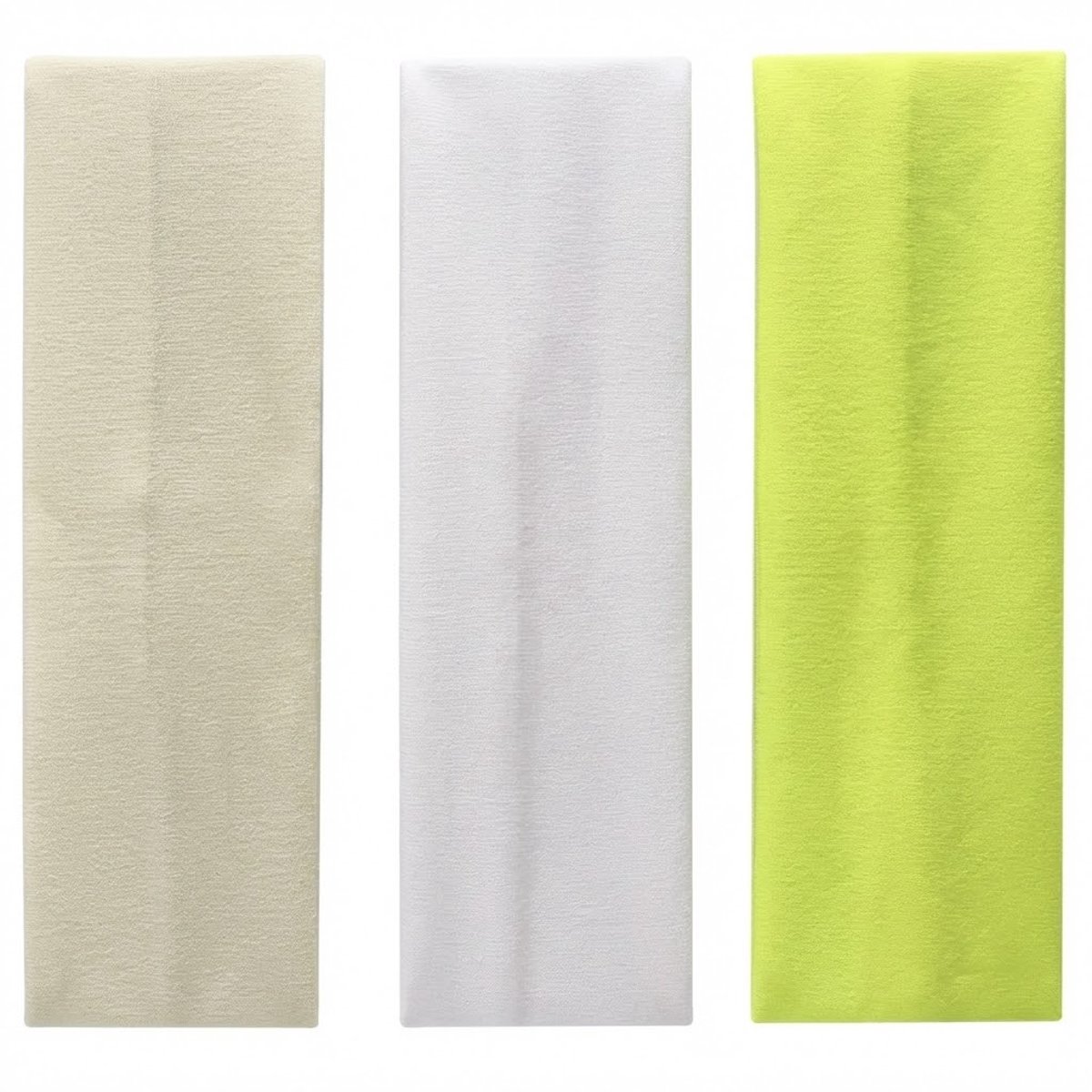 Set van 3 brede elastische haarbanden – beige, wit en limegroen – zachte rekbare hoofdbanden voor dames