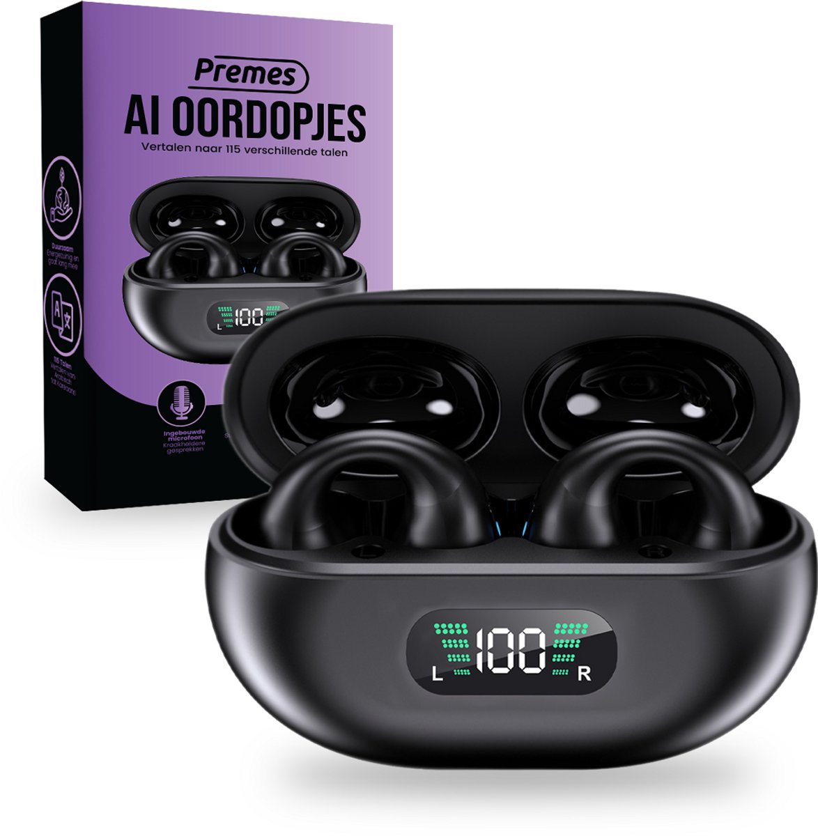 Premes - Vertaal Oordopjes - 115 Talen - Vertaalcomputer - Oordoppen - Alle talen - Vertaler Spraak Apparaat Alle Talen - Met Ai - Vertaler - Vertaal Apparaat - Met Spraak - Translator Earbuds - Vertalings Oordopjes