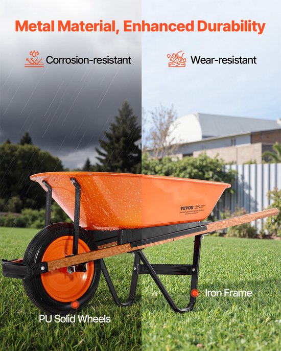 VEVOR Kruiwagen Transportkruiwagen Bouw Kruiwagen Duwwagen 120kg 140x62x58cm van Merkloos	 — afbeelding 5