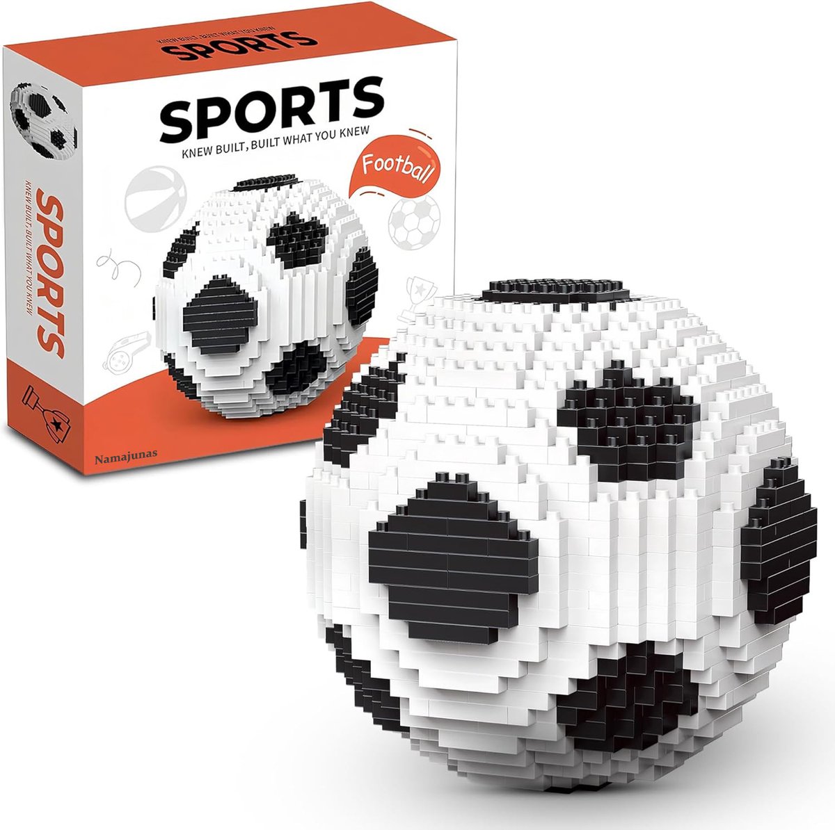 Namajunas - Bouwpakket van Voetbal - Mini Bouwspeelgoed - Bouwpakketten volwassenen - Bouwpakket kinderen - Bouwsets - Niet geschikt voor LEGO - Bouwsteencadeaus - Decoratie voor Huis, Cadeau, Kerst, Oudjaar, Nieuwjaar
