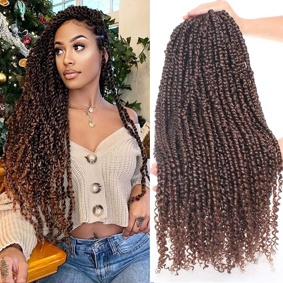 Pre-twisted Passion Twist Vlechthaar 22 Inch Watergolf Synthetisch Haar voor Haken