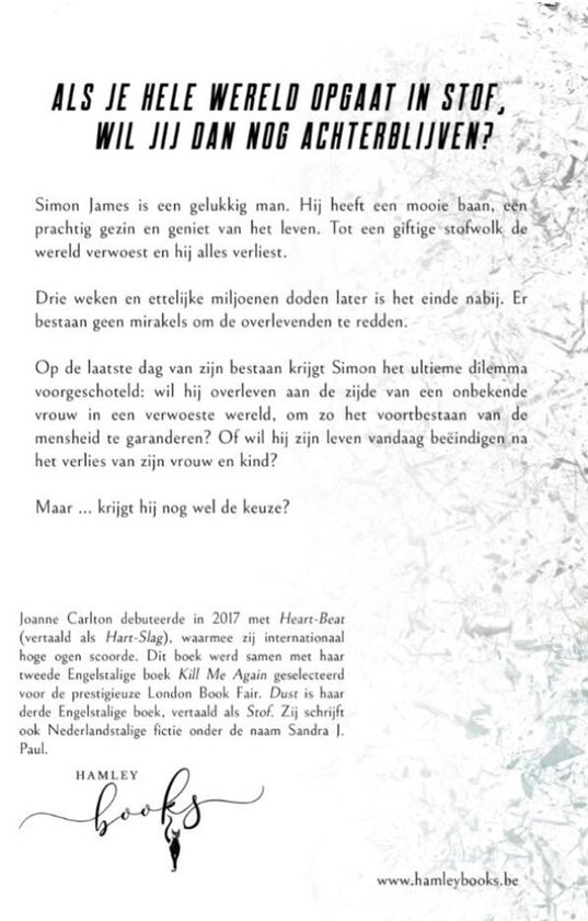 Boekomslag met de titel 'Als je hele wereld opgaat in stof, wil jij dan nog achterblijven?' en een tekst over de inhoud, met het logo van Hamley Books.