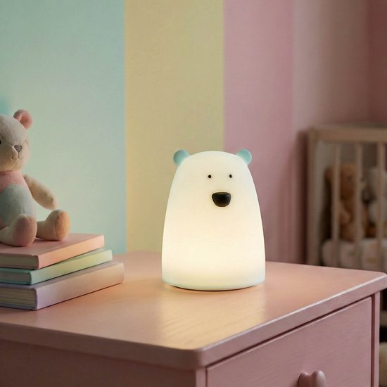 Mary's Siliconen LED-nachtlampje beer, batterijgevoede lamp voor kinderkamer, warm RGB-licht van Mary's — afbeelding 2