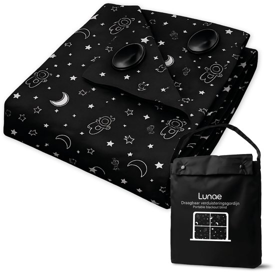 Lunae Draagbaar Verduisteringsgordijn met Zuignappen - 200x130cm - Verduisteringsdoek Zwart - 100% Verduisterende Blackout Curtain - Alternatief voor verduisterend raamfolie - Verduisterende Gordijnen