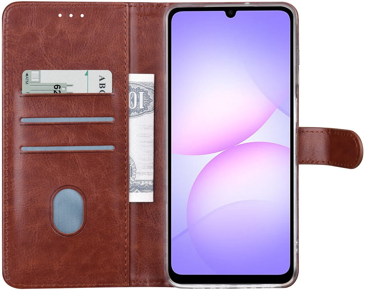 TUNIQ Book type case - Galaxy A07 - Bruin - 3 Kaartsleuven - Magneetsluiting