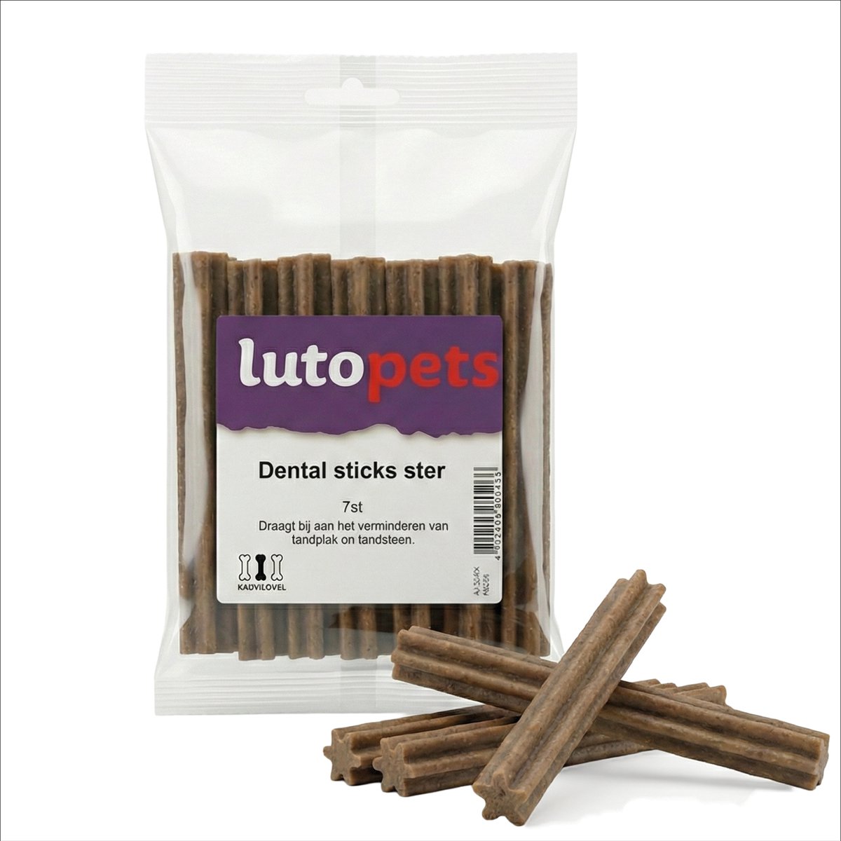 Dental Sticks Ster voor Honden – 7 Stuks – Kauwlevel 2 – Hondensnack voor Gebitsverzorging – Helpt bij Schoon en Gezond Gebit – Zonder Kleurstoffen - lutopets
