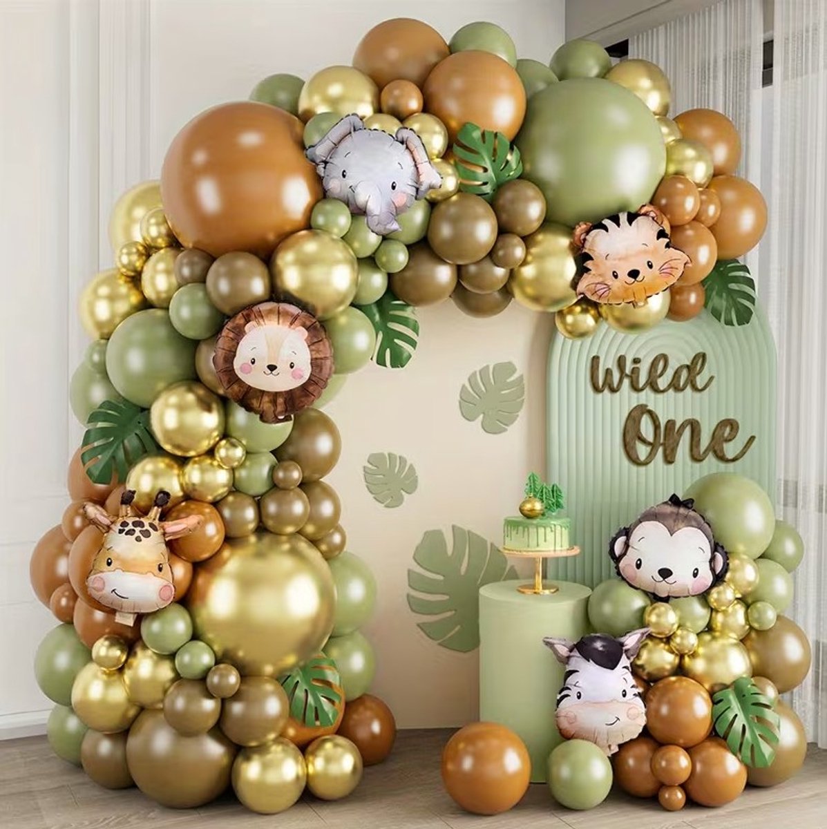 FeestmetJoep® 127 stuks ballonnenboog wild one - Jungle thema – Verjaardag Versiering