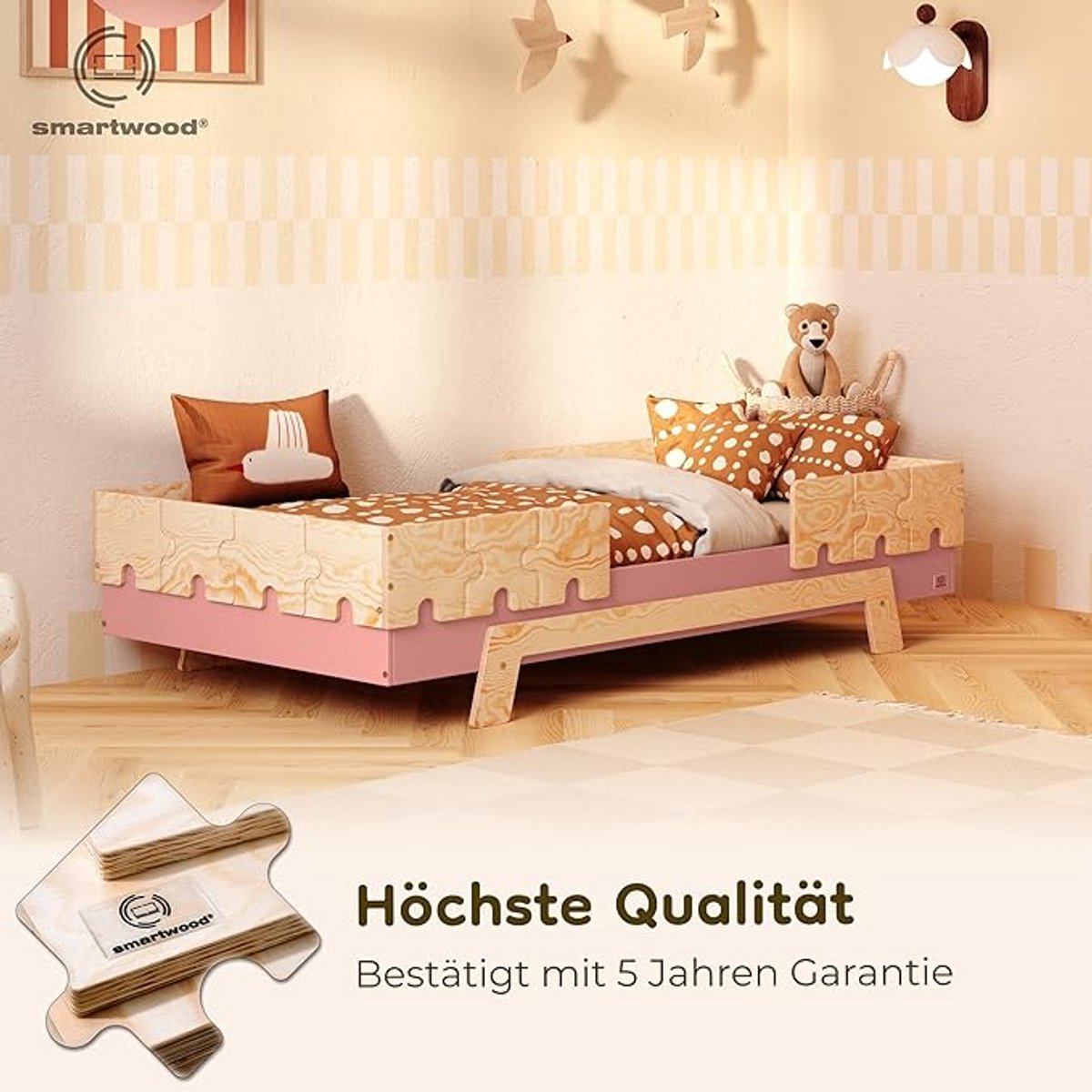 Bedframe 140x200 cm Zwevend met LED Verlichting & USB Laadstation – Gestoffeerd Floating Bed met Metalen Lattenbodem – Grijs – Pauwhome