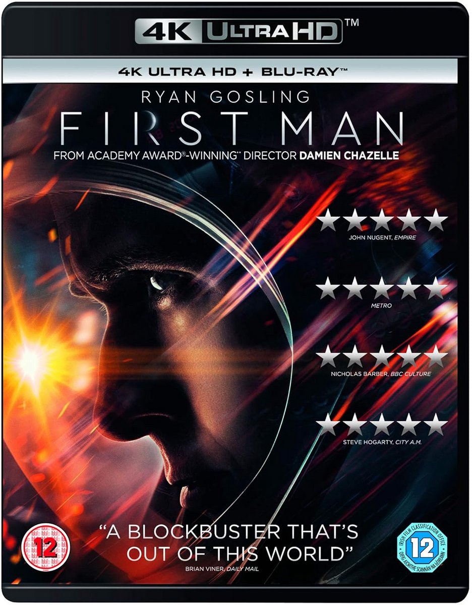 Filmtitel First Man in 4K Ultra HD, Blu-ray en Digitale Kopie