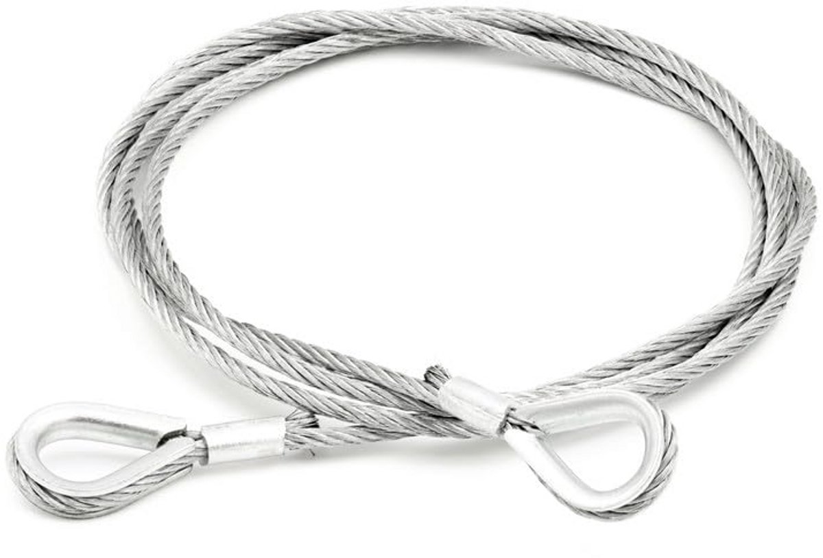 Sterke Staalkabel met Ogen - 10mm Doorsnede en 1,5 Meter Lang - Staalkabel met Kabelkousen