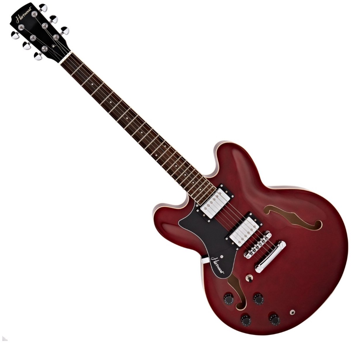 Hartwood Revival Linkshandige Semi-akoestische Gitaar, Cherry Red