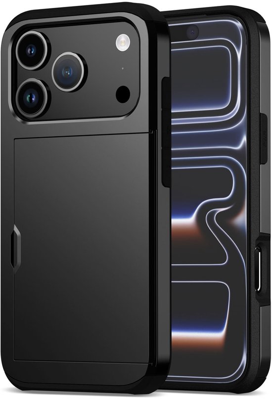 iPhone 17 Pro hoesje met pasjeshouder - Back Cover - Zwart