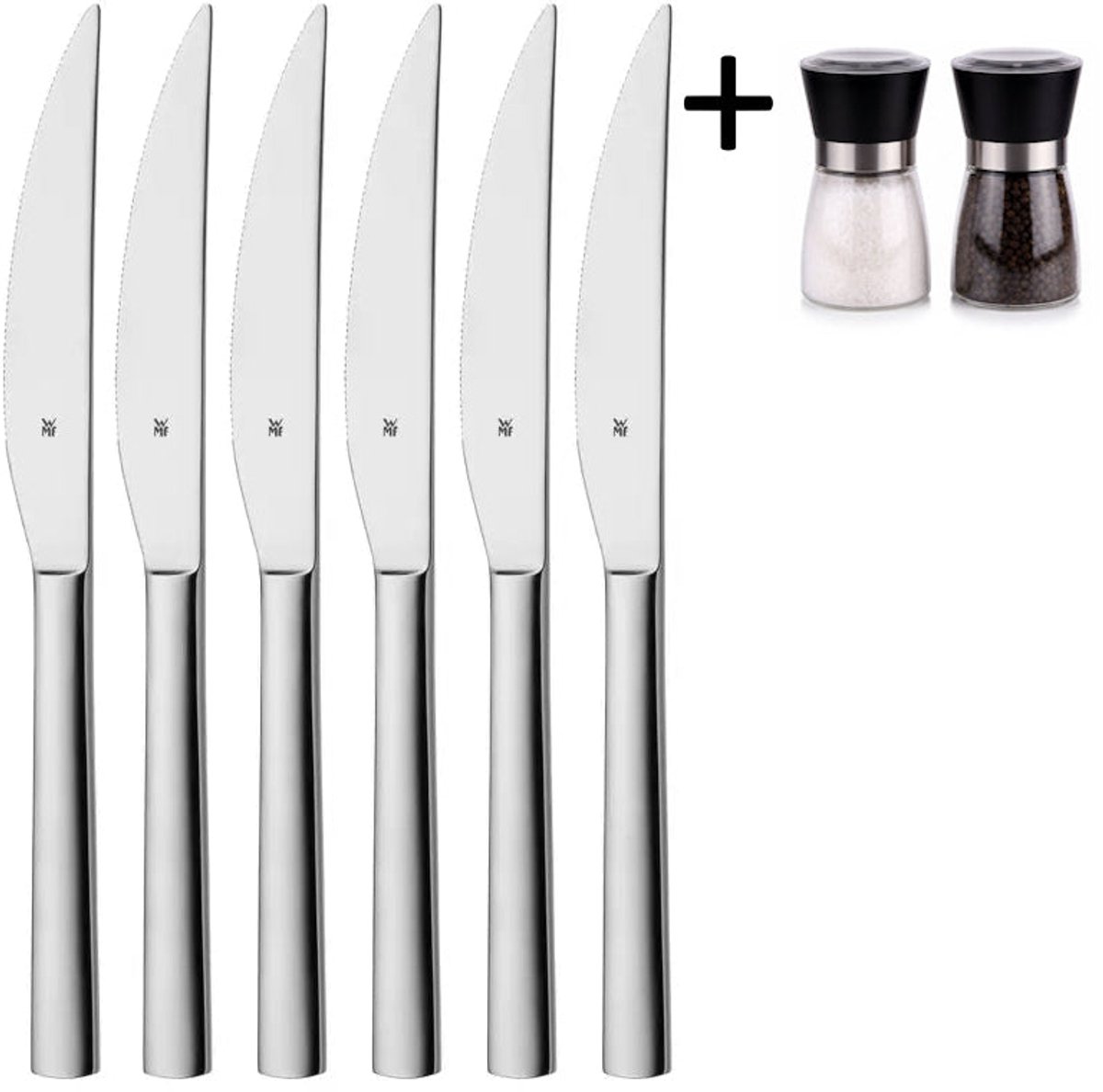 WMF Steakmessen Nuova - 6 stuks - Inclusief GRATIS Cookinglife Peper- en Zoutmolenset