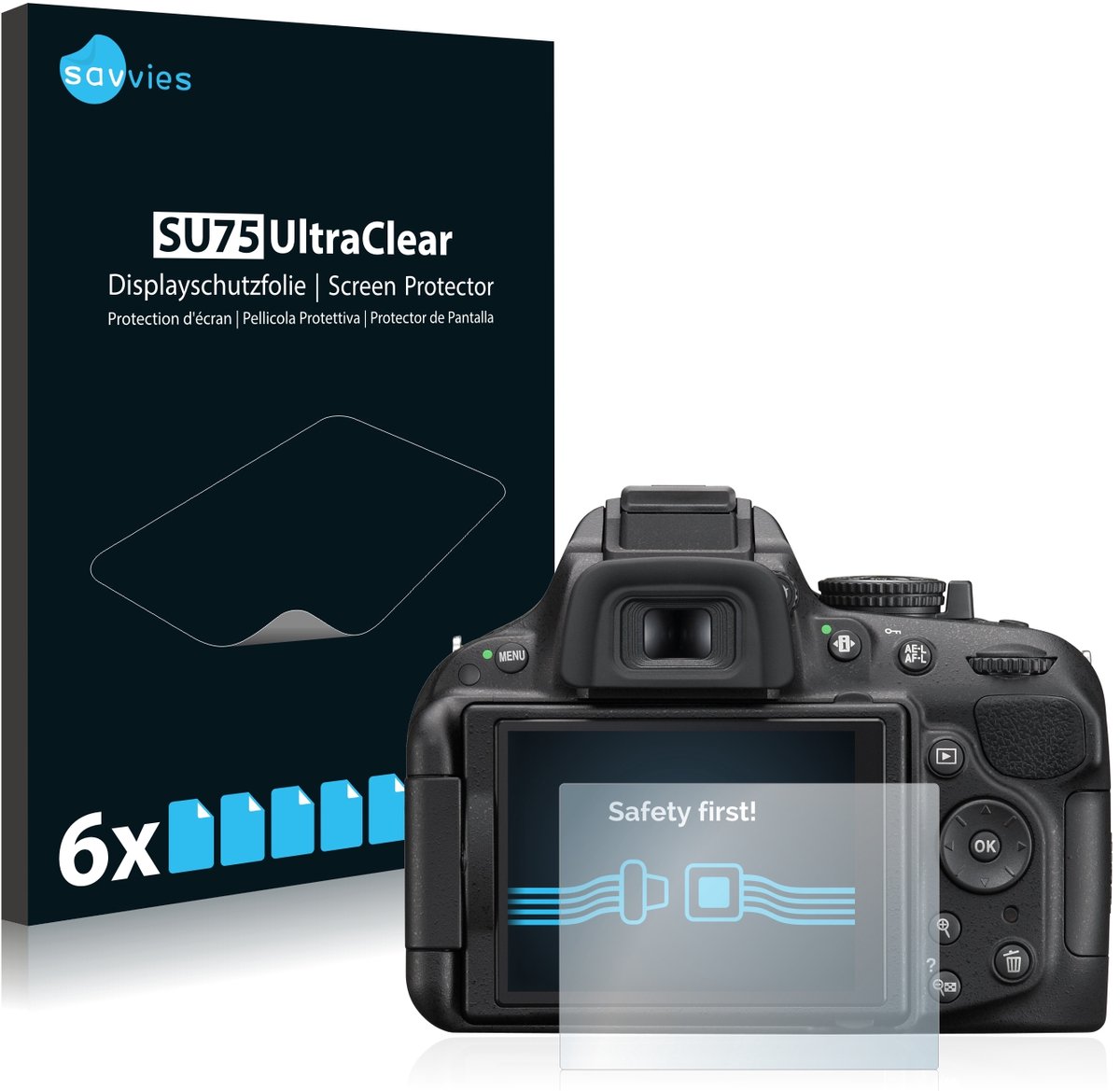 Savvies - Screenprotector voor Nikon D5200 - Folie Beschermfolie transparant 6 Stuks