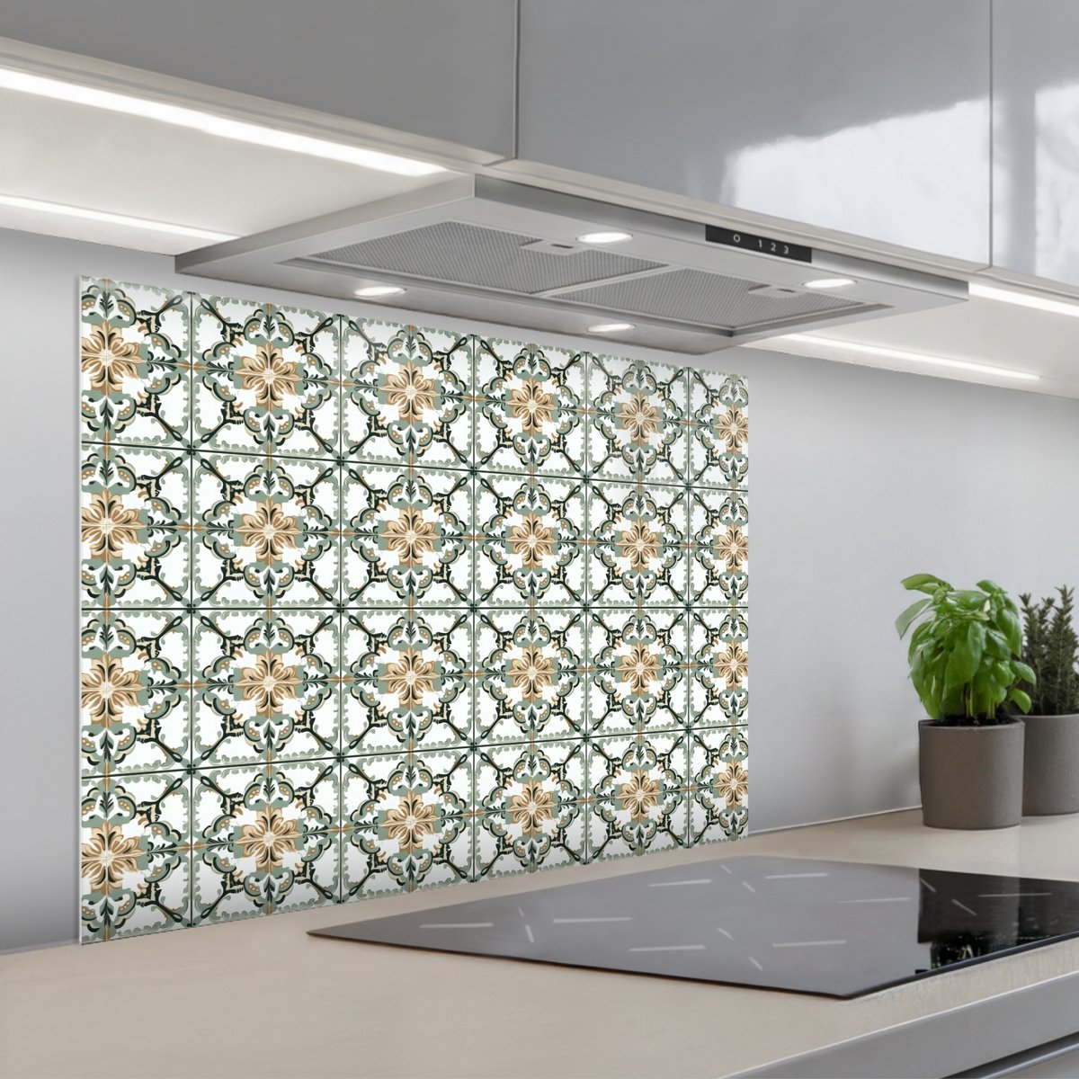 Spatscherm 80x60 cm - Zelfklevende achterwand Floraal - Verweerd - Keurrijk - Keuken muurbeschermer - Spatwand fornuis